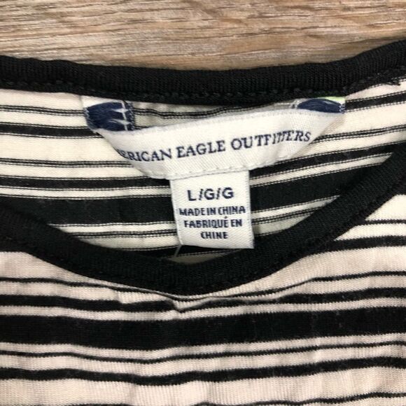 American Eagle Women’s Black & White Striped Summer Dress Size L - Picture 4 of 6